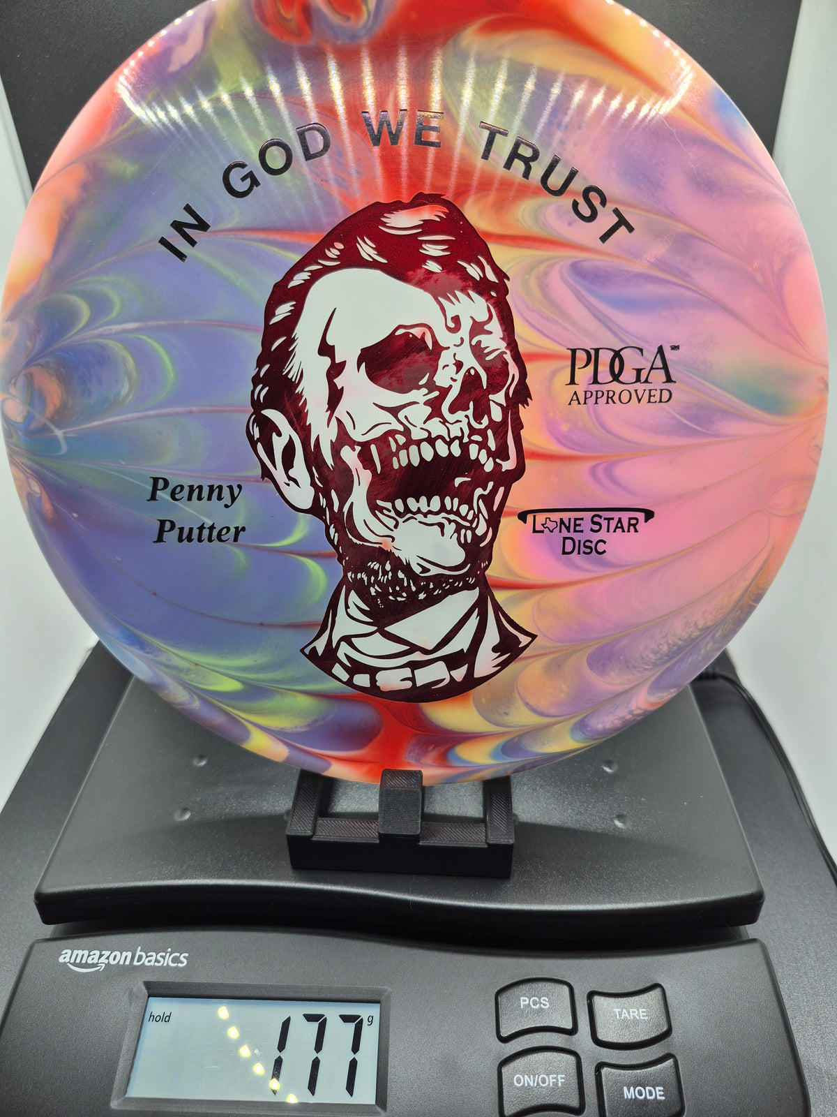 Custom Dyed 2023 Halloween Zombie Abe Bravo Glow Penny Putter - One of One