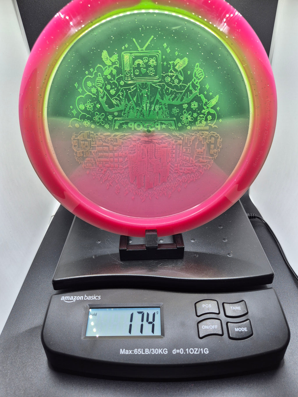 Doomsday Discs Retina Psyop – Pink/Green – Red Stock Stamp