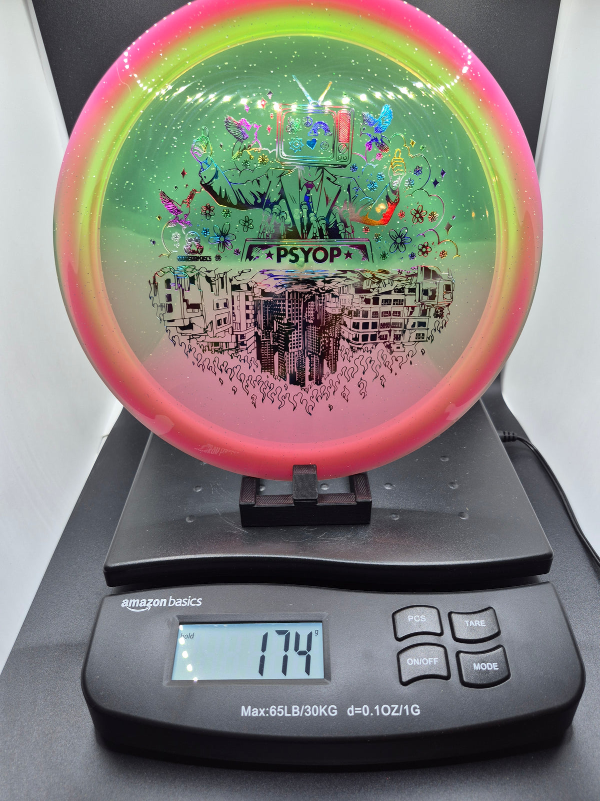 Doomsday Discs Retina Psyop – Pink/Green – Stock Stamp