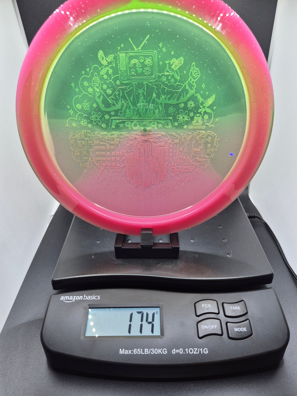 Doomsday Discs Retina Psyop – Pink/Green – Stock Stamp